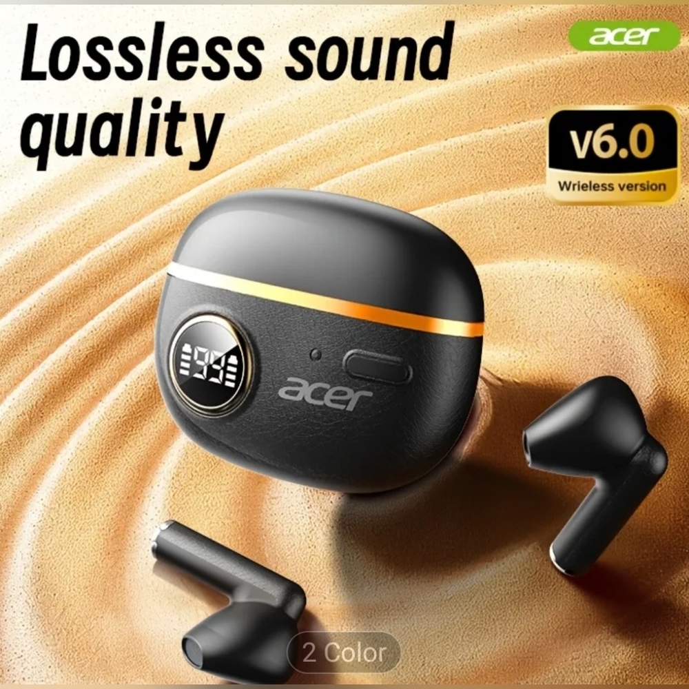 Acer Black and Gold Wireless Earbuds,OHR544